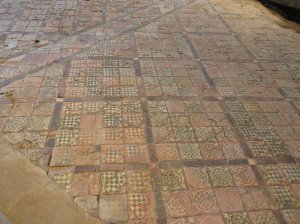 The large medieval pavement of heraldic tiles- one of the best preserved in the country
