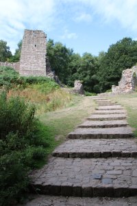 Path up to the medieval outer gatehouse
