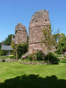 The remains of the old manor house, now a backdrop to the gardens