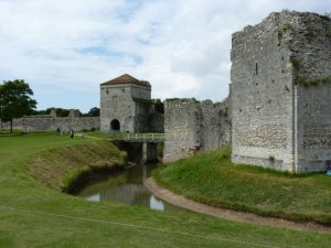 View of the gatehouse & moat from the outer bailey