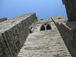 Looking upwards to the chapel window