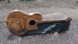 A guitar seat, see also at Kingswood Abbey Gatehouse for similar
