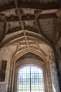 The vaulted ceiling inside the gatehouse