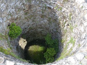 Looking down into the tower